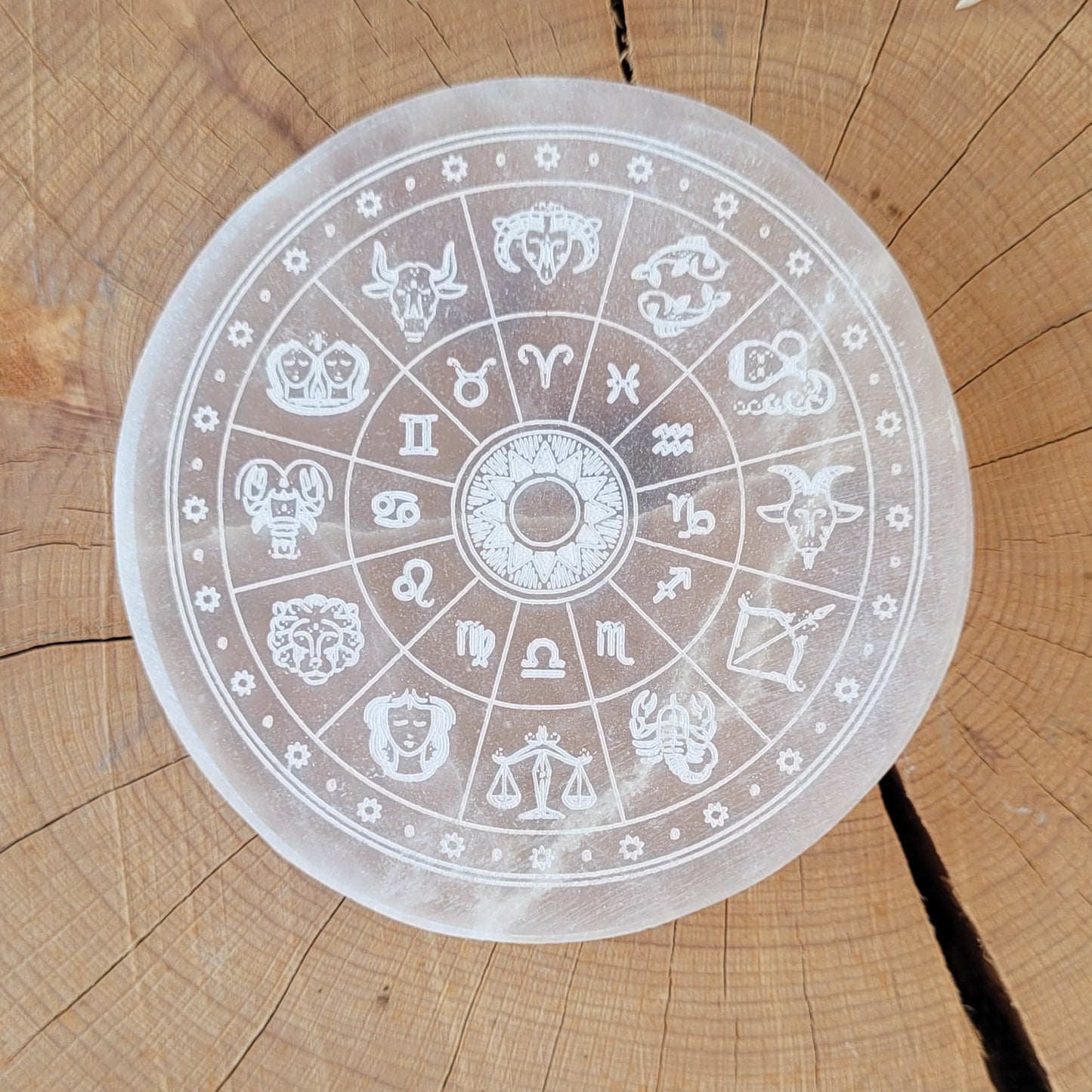 Sélénite gravé "Signe Horoscope" Créa'Clo