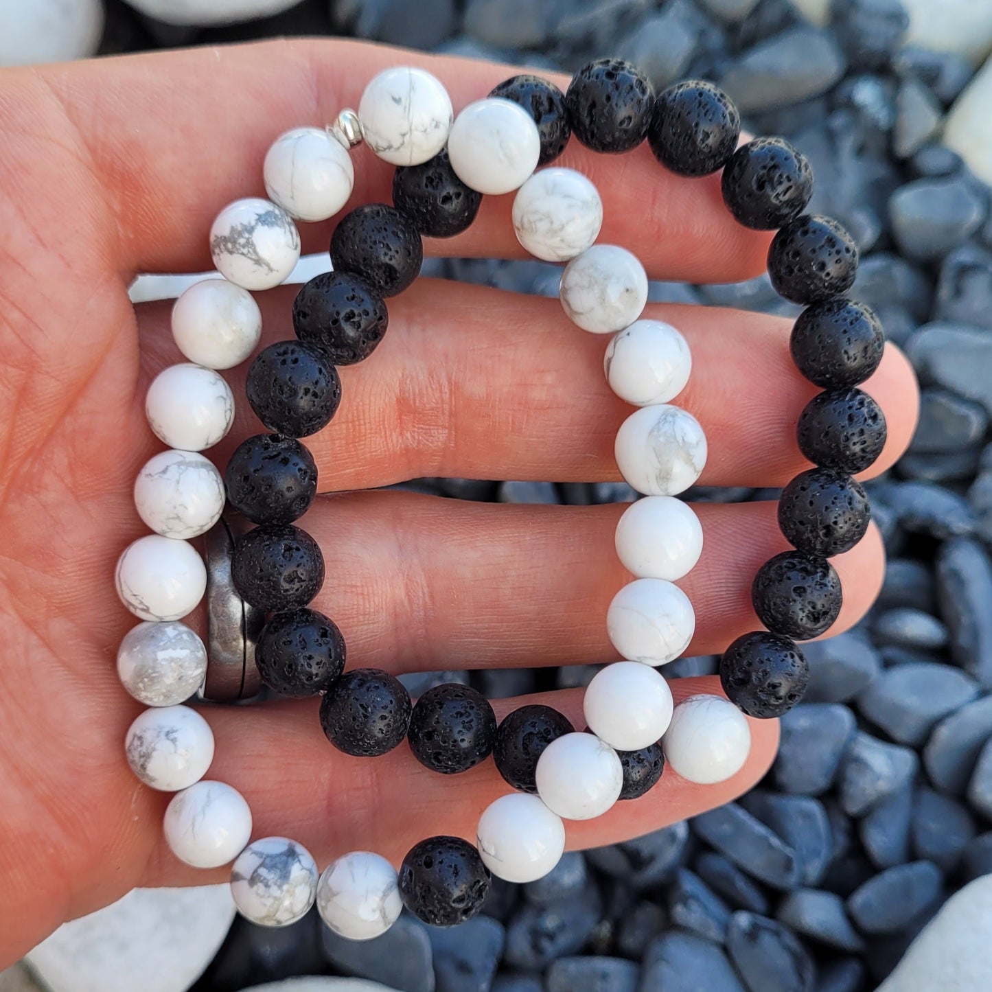 Bracelet DUO Pierre de lave - Howlite Créa'Clo