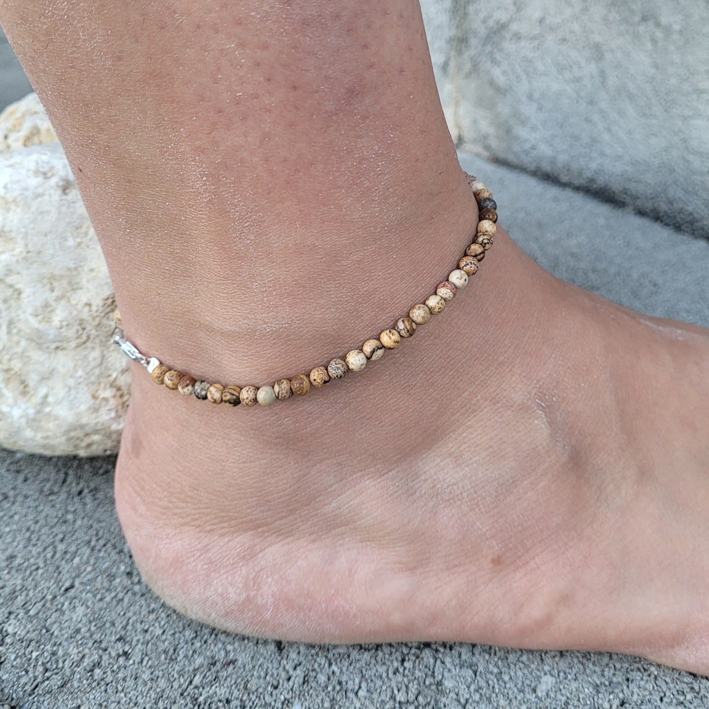 Bracelet de cheville - Jaspe paysage Créa'Clo