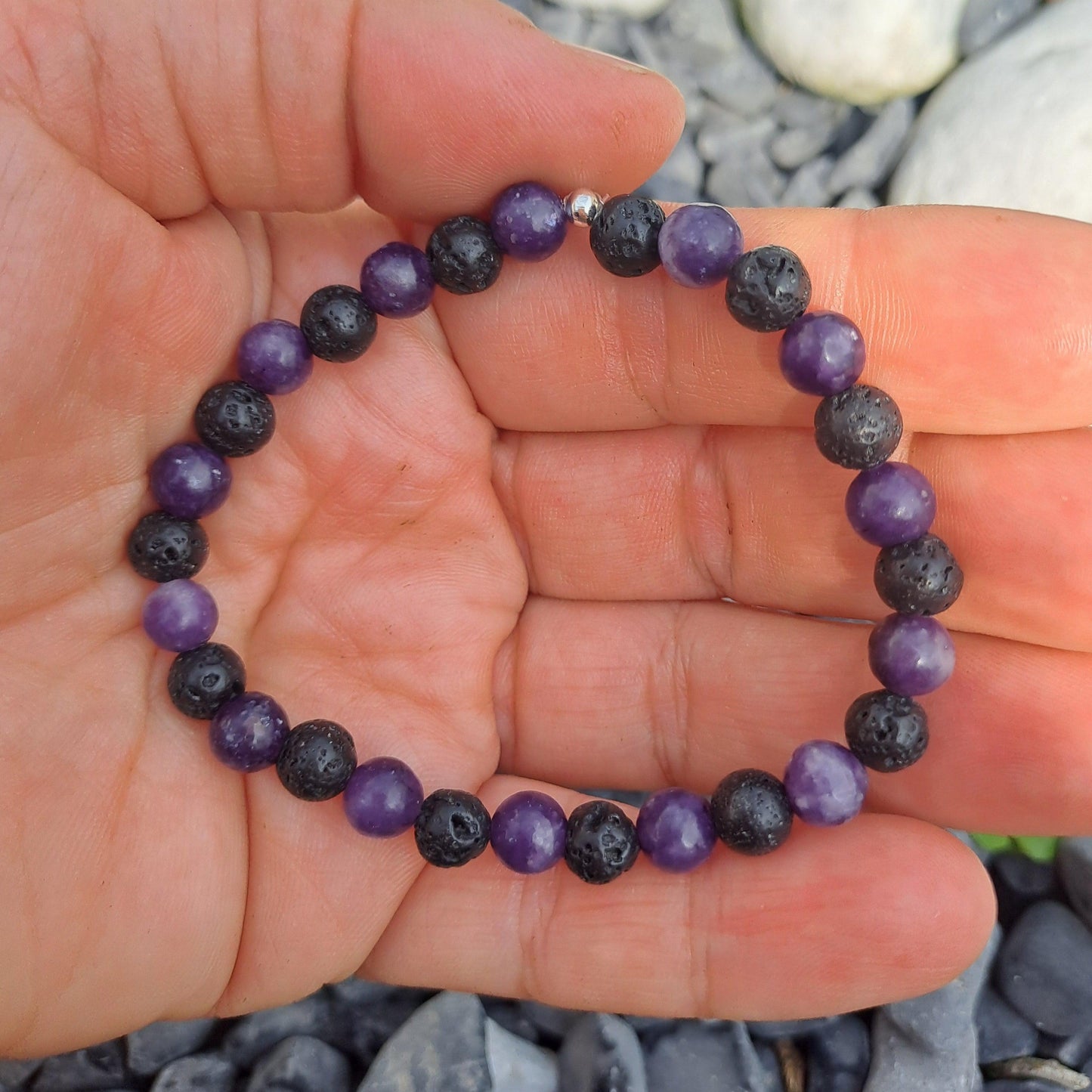 Bracelet Lépidolite - Pierre de lave Créa'Clo