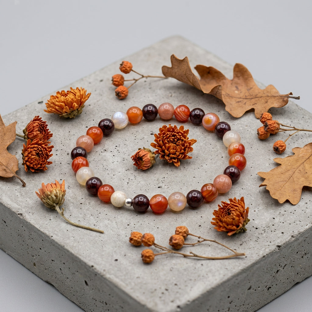 Bracelet Cornaline - Grenat - Pierre de lune CréaClo