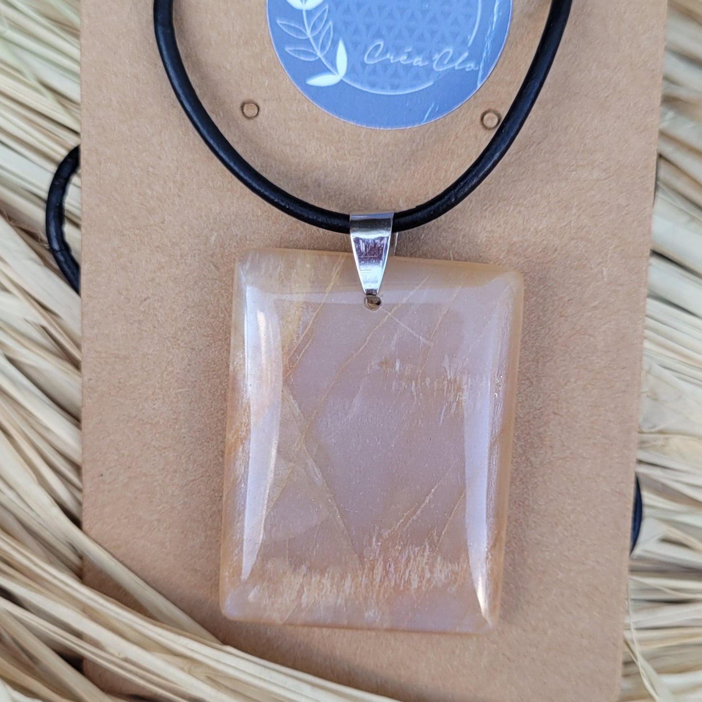 Collier Pierre de lune - forme rectangulaire CréaClo