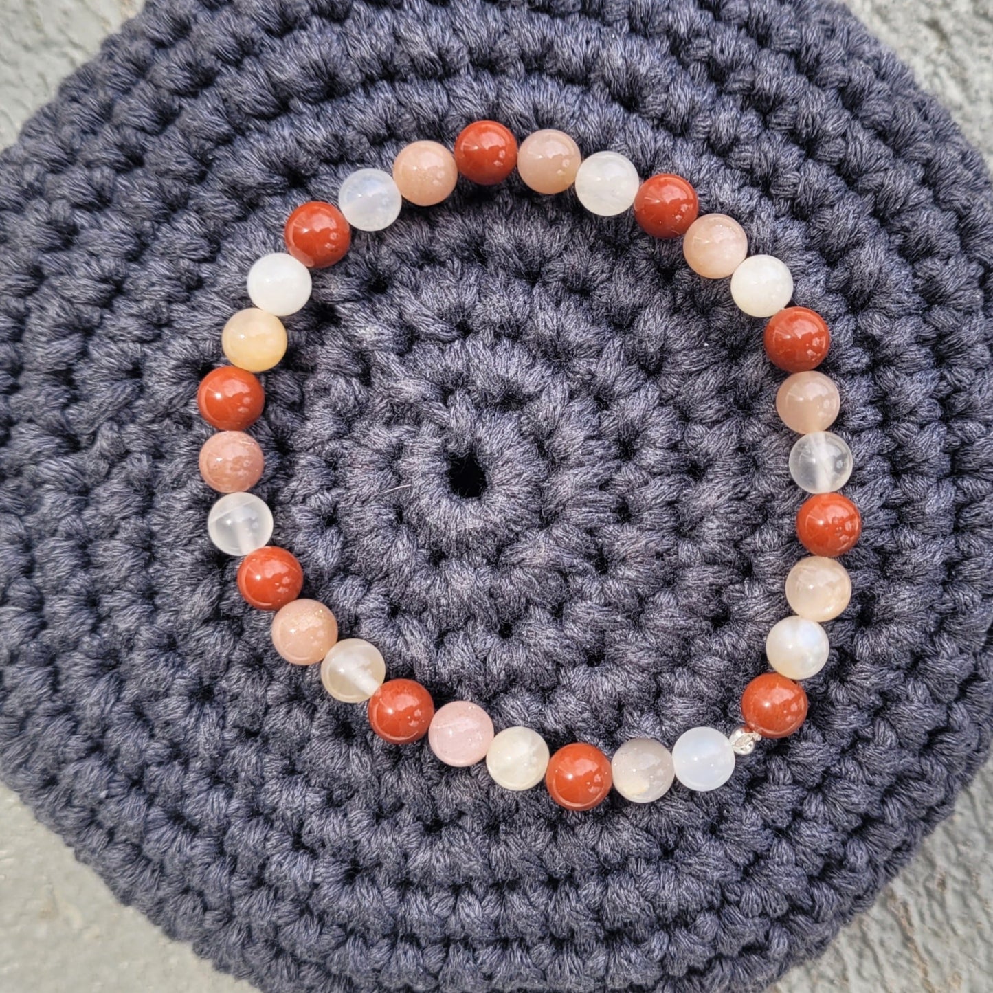 Bracelet Japse rouge - Pierre de lune Créa'Clo