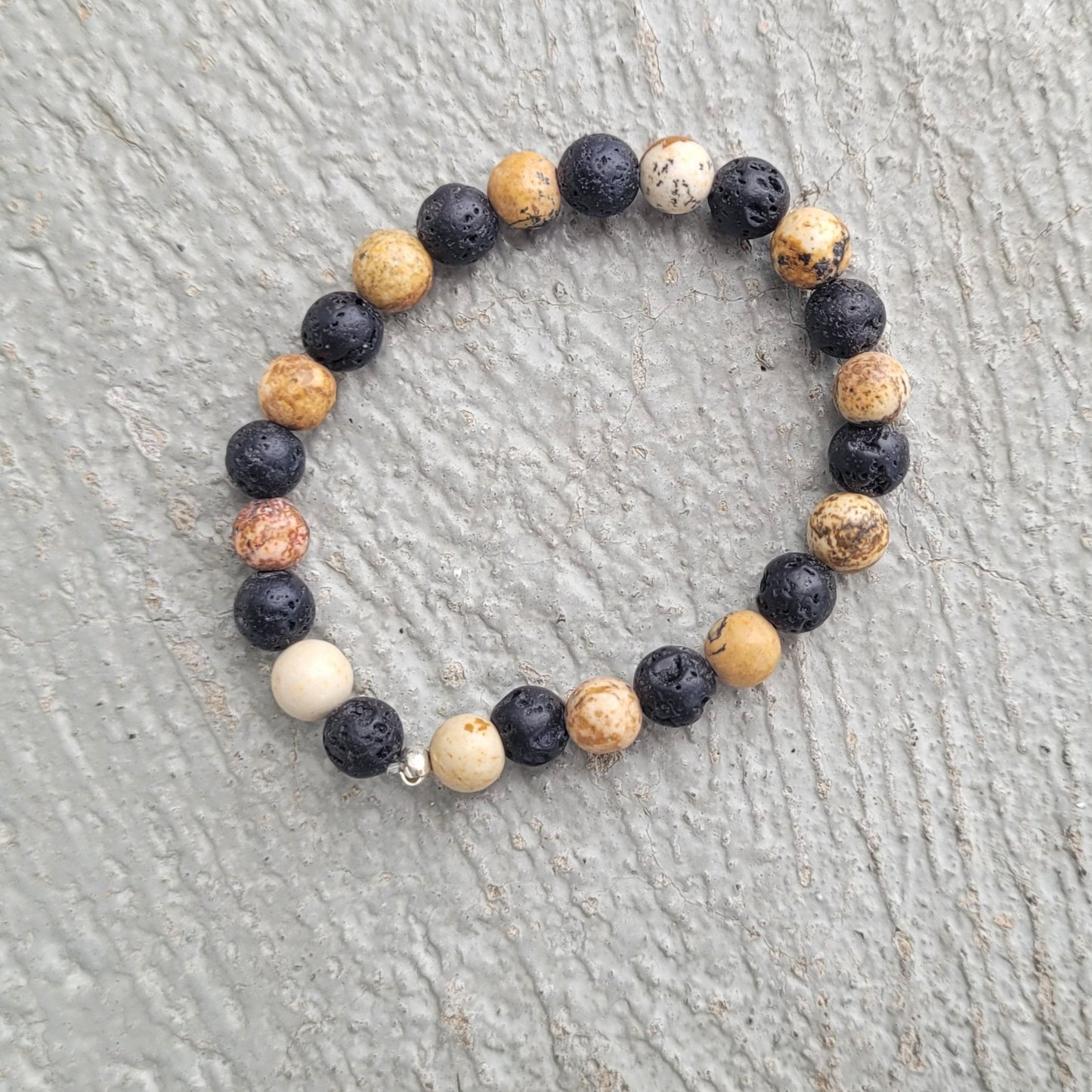 Bracelet enfant Jaspe Paysage - pierre de lave Créa'Clo