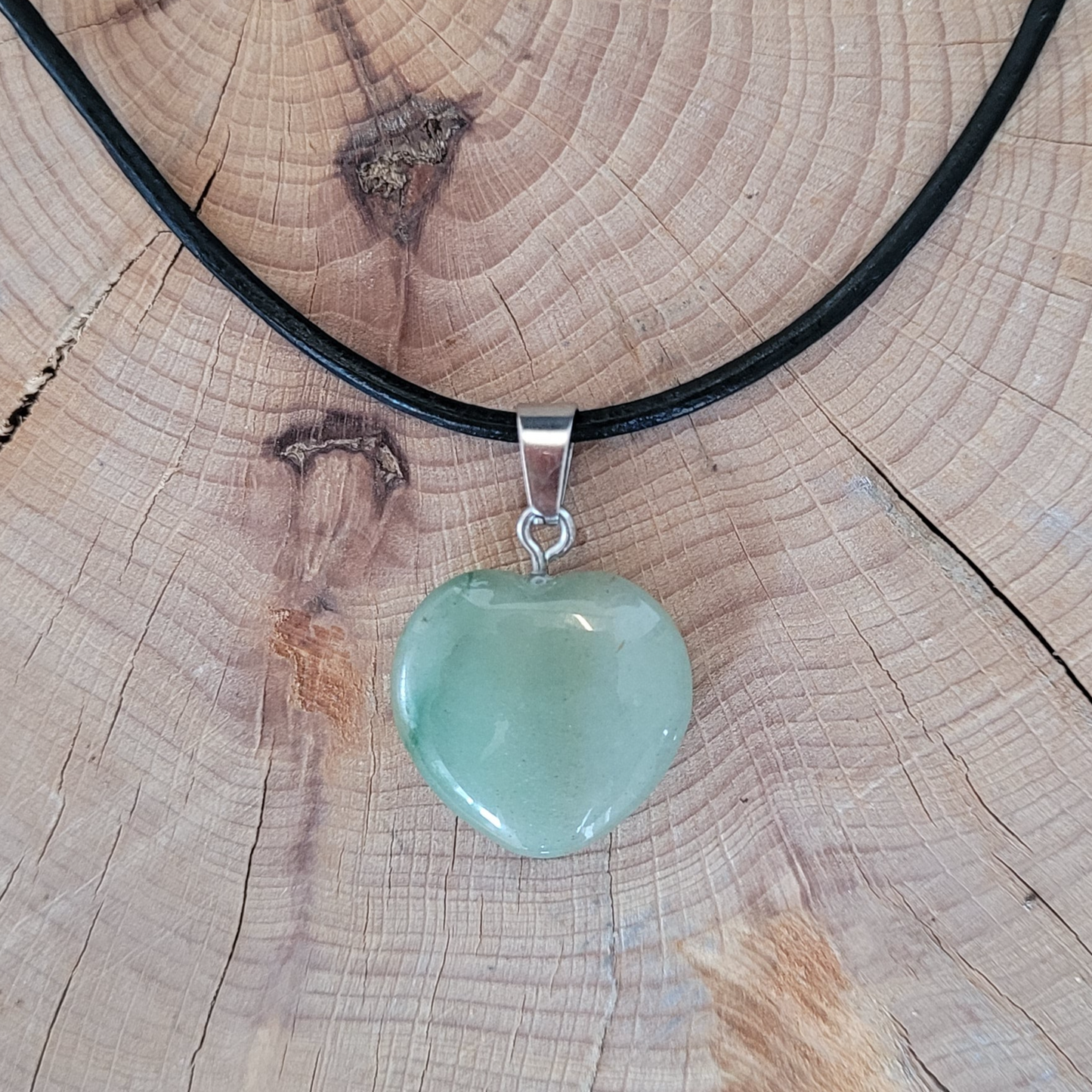 Collier Aventurine verte - pendentif coeur Créa'Clo