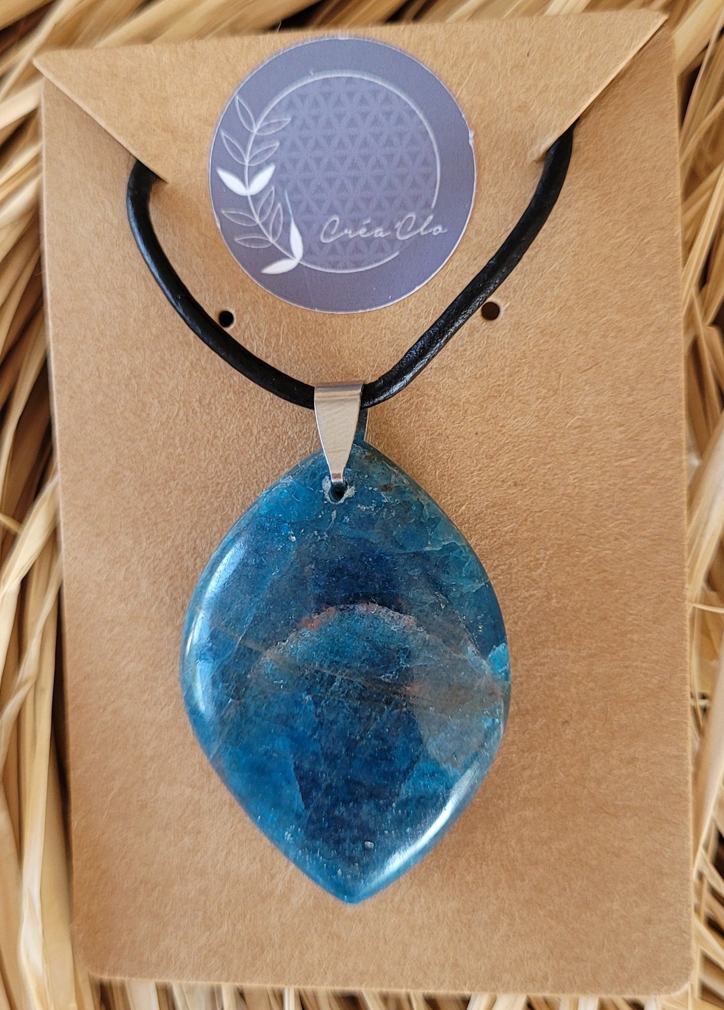 Collier Apatite bleue - forme goutte Créa'Clo
