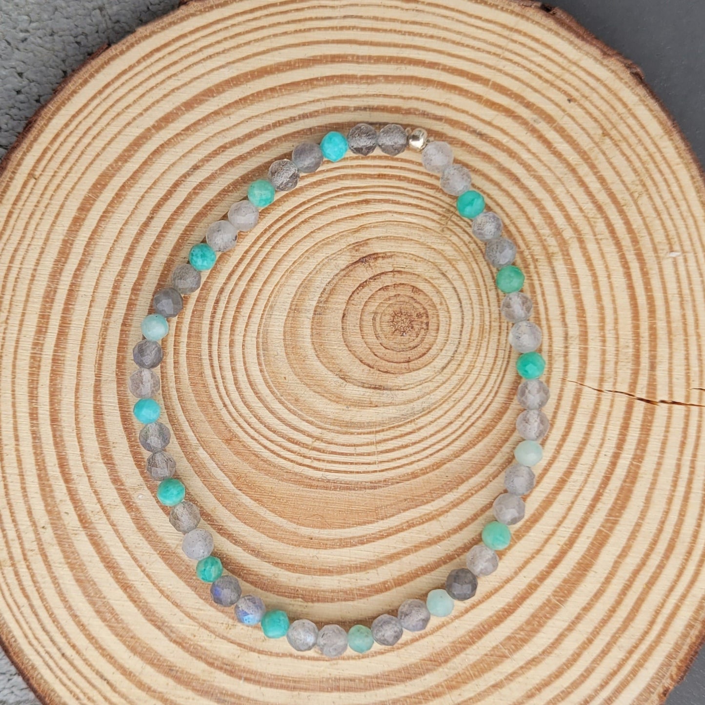 Bracelet Labradorite Amazonite - Pierres facettées Créa'Clo