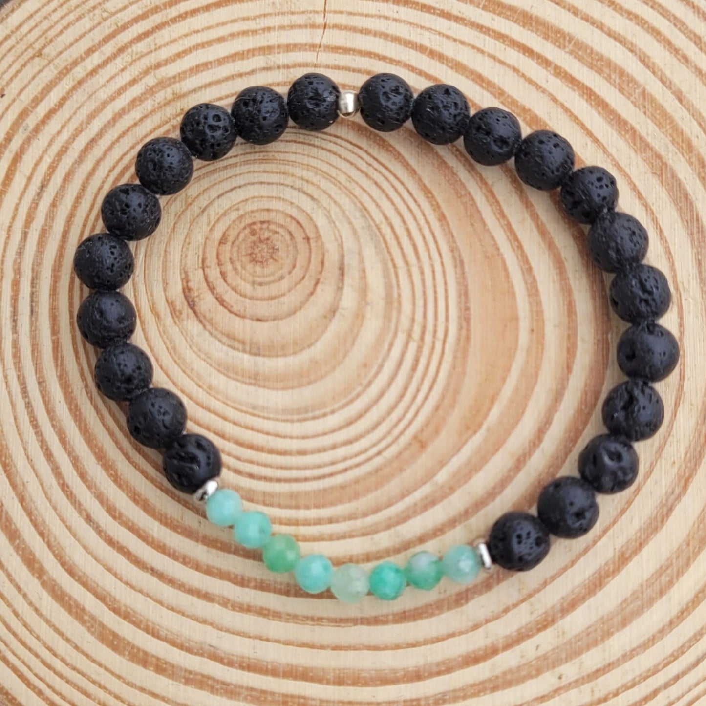 Bracelet Pierre de lave et Amazonite - Pierres facettées Créa'Clo