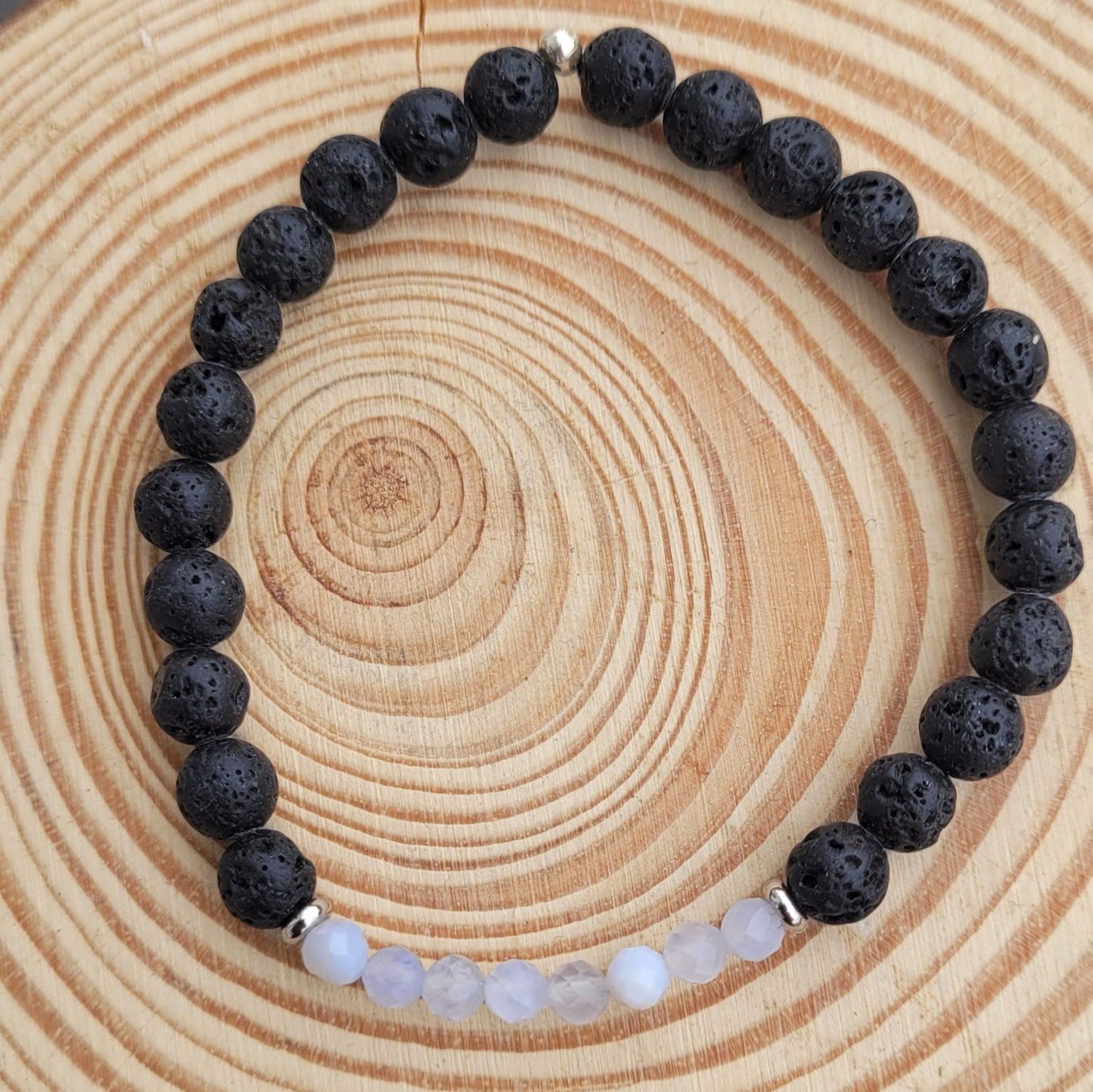 Bracelet Pierre de lave et Labradorite - Pierres facettées Créa'Clo