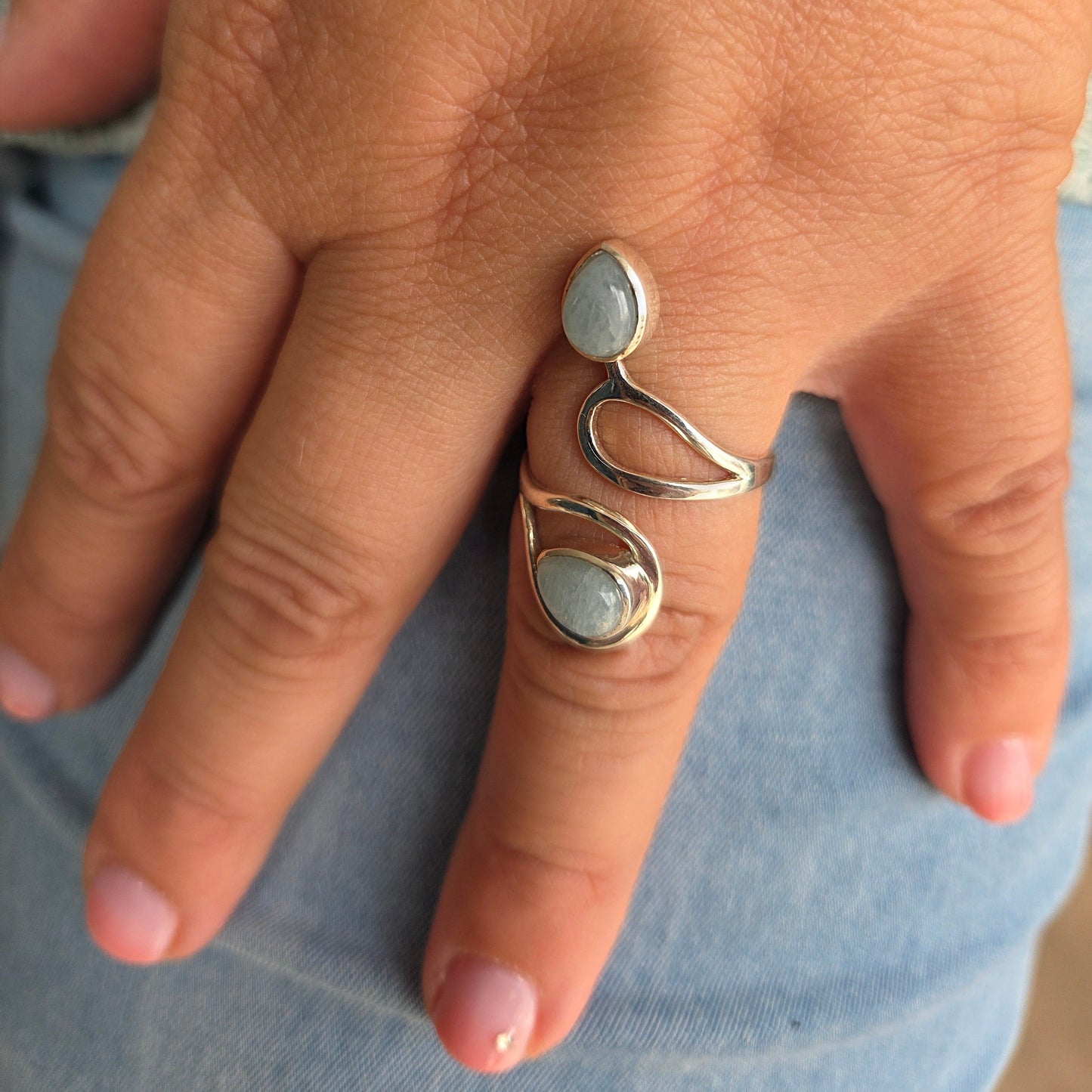 Bague en argent - Aigue marine Créa'Clo