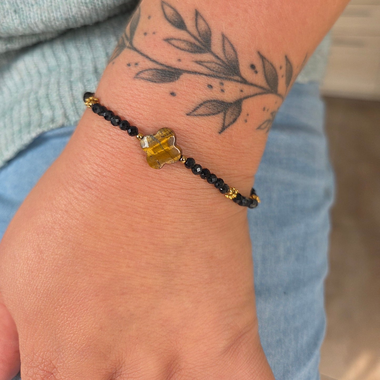 Bracelet Facetté - Oeil de tigre & Onyx Créa'Clo