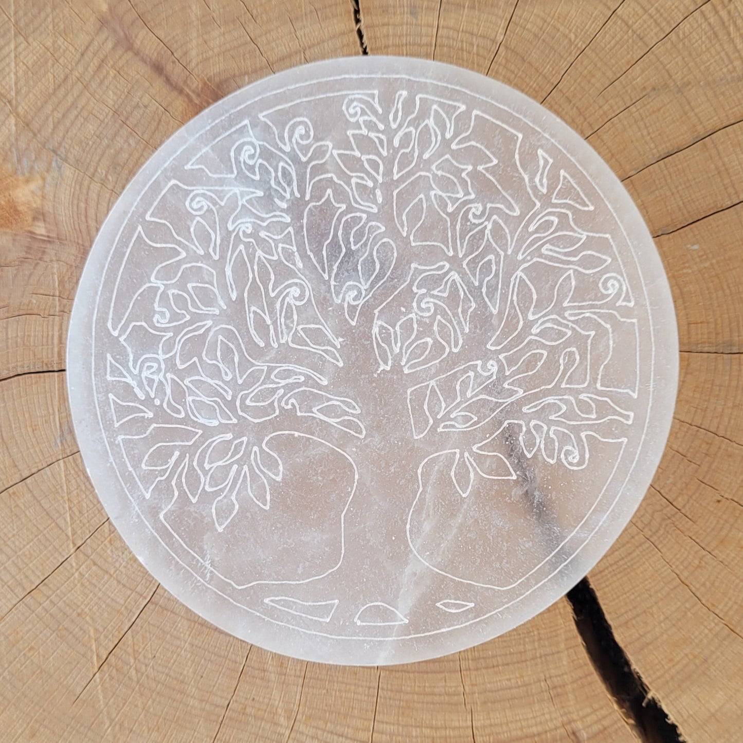 Sélénite gravé "Arbre de vie" Créa'Clo