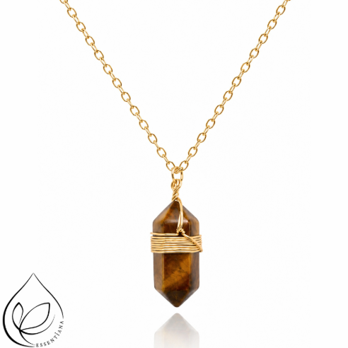 Collier pendentif Oeil de tigre - Marque Essentiana CréaClo