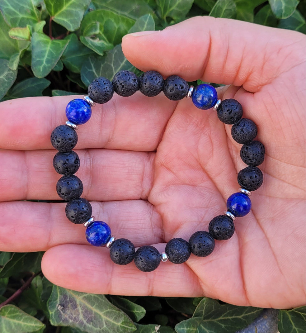 Bracelet pierre de lave - Lapis Lazuli Créa'clo