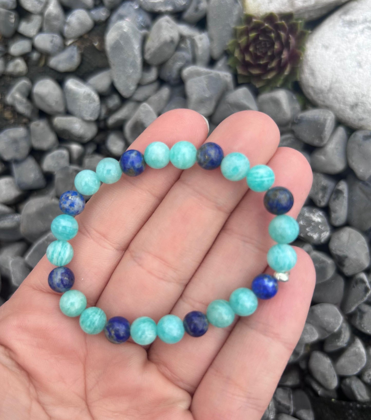Bracelet enfant Amazonite - Lapis Lazuli CréaClo
