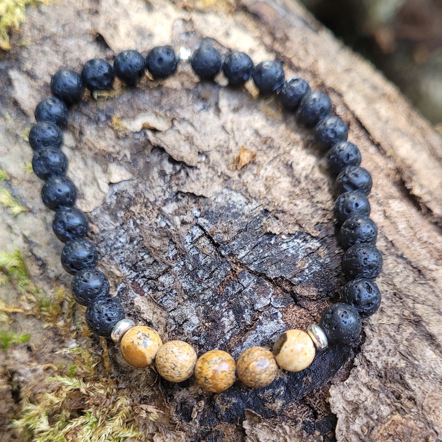 Bracelet Pierre de lave - Jaspe paysage CréaClo