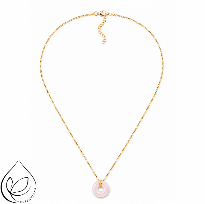 Collier pendentif Quartz rose - Marque Essentiana - Donut CréaClo