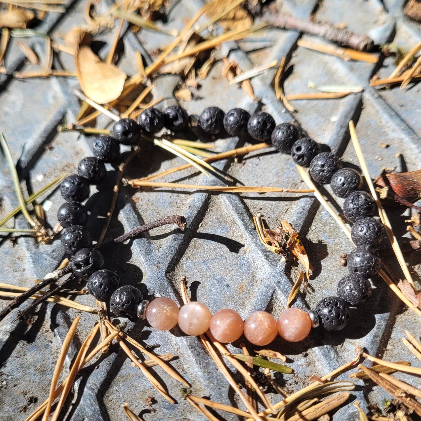 Bracelet Pierre de lave - Pierre de lune CréaClo