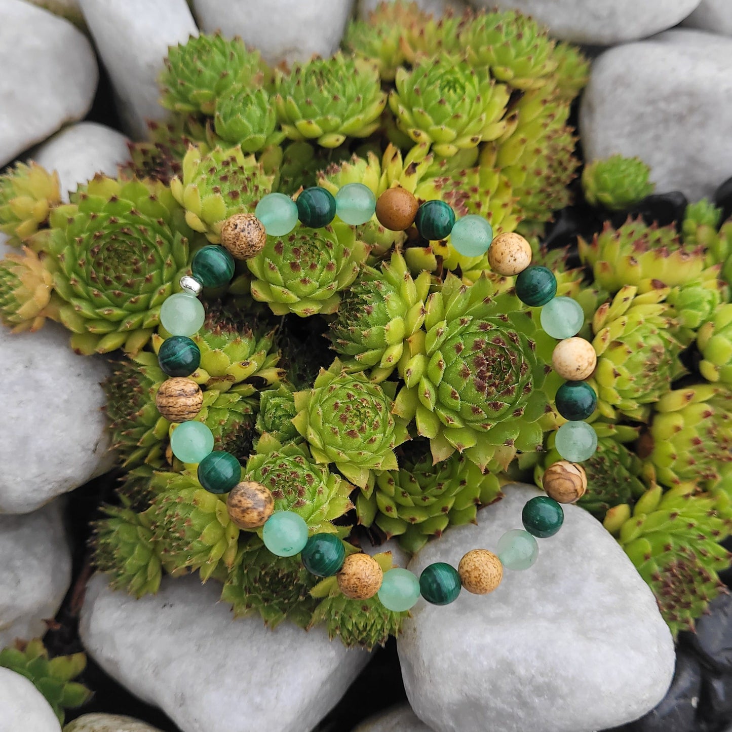 Bracelet Malachite - Jaspe paysage - Aventurine CréaClo
