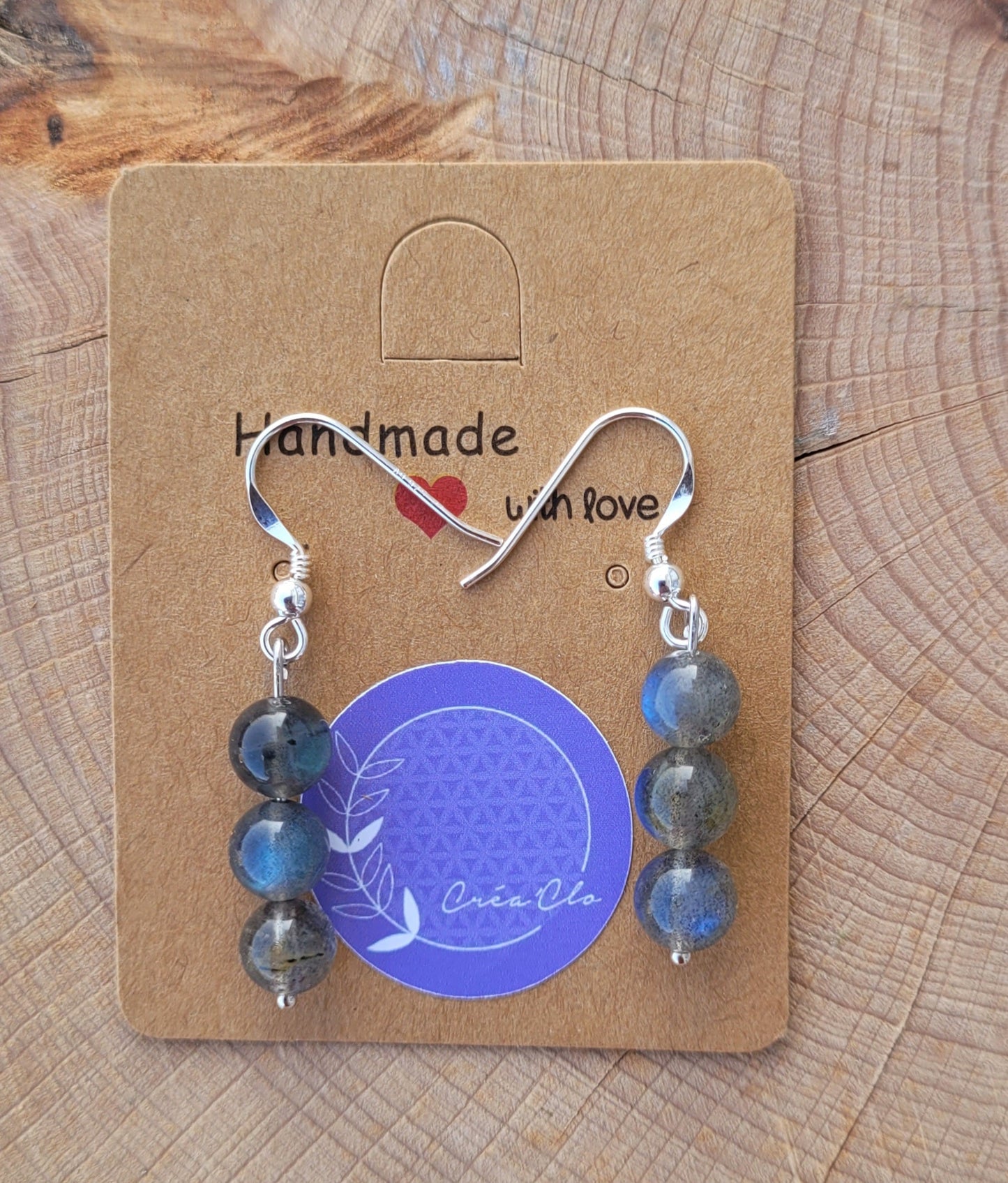 Boucles d'oreilles en argent Labradorite Créa'Clo