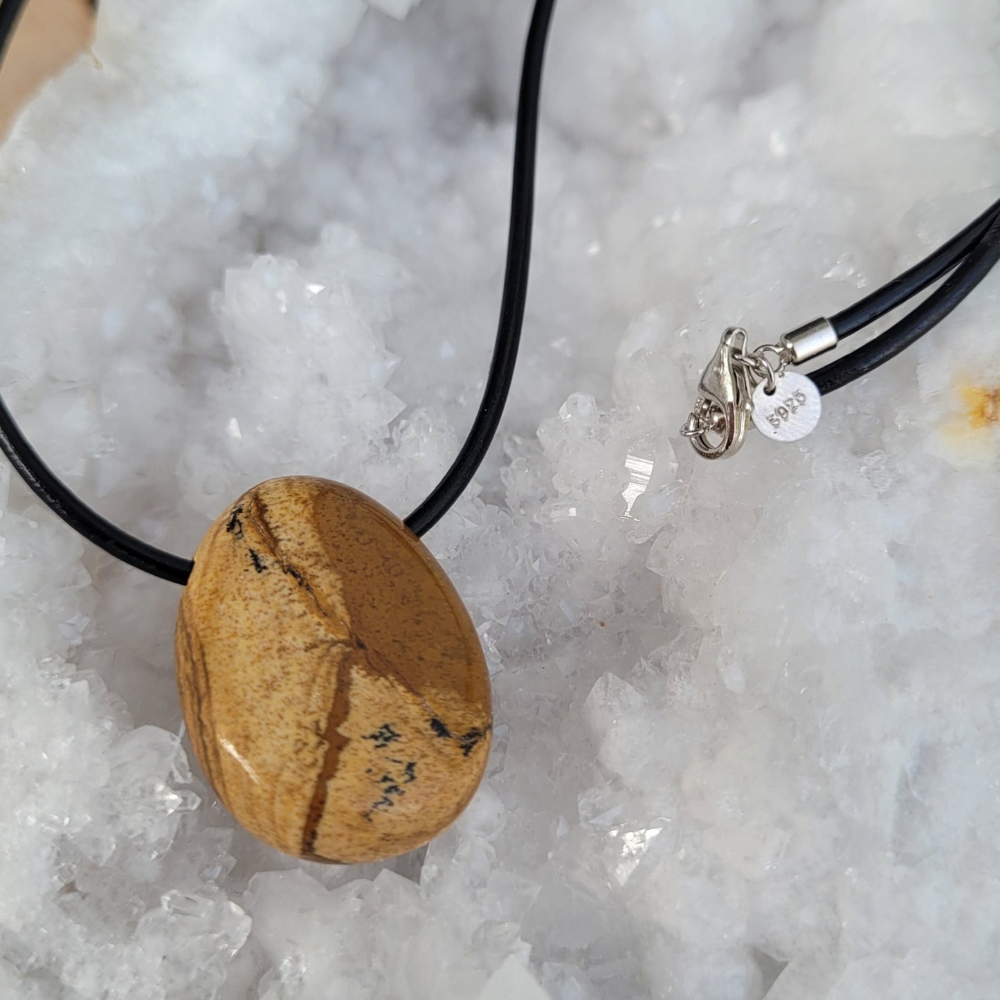 Collier pendentif Jaspe paysage Créa'Clo