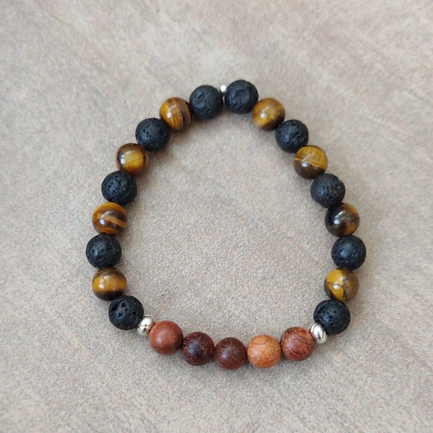 Bracelet Oeil de tigre - Lave naturelle - Bois Créa'clo