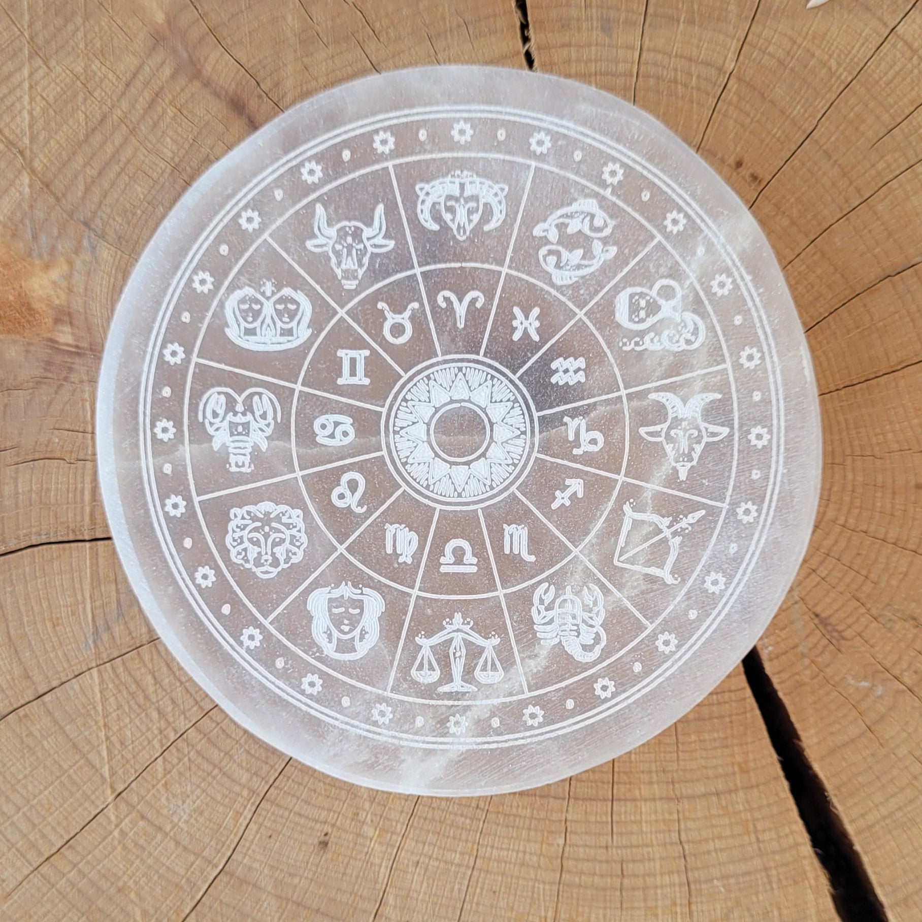 Sélénite gravé "Signe Horoscope" Créa'Clo