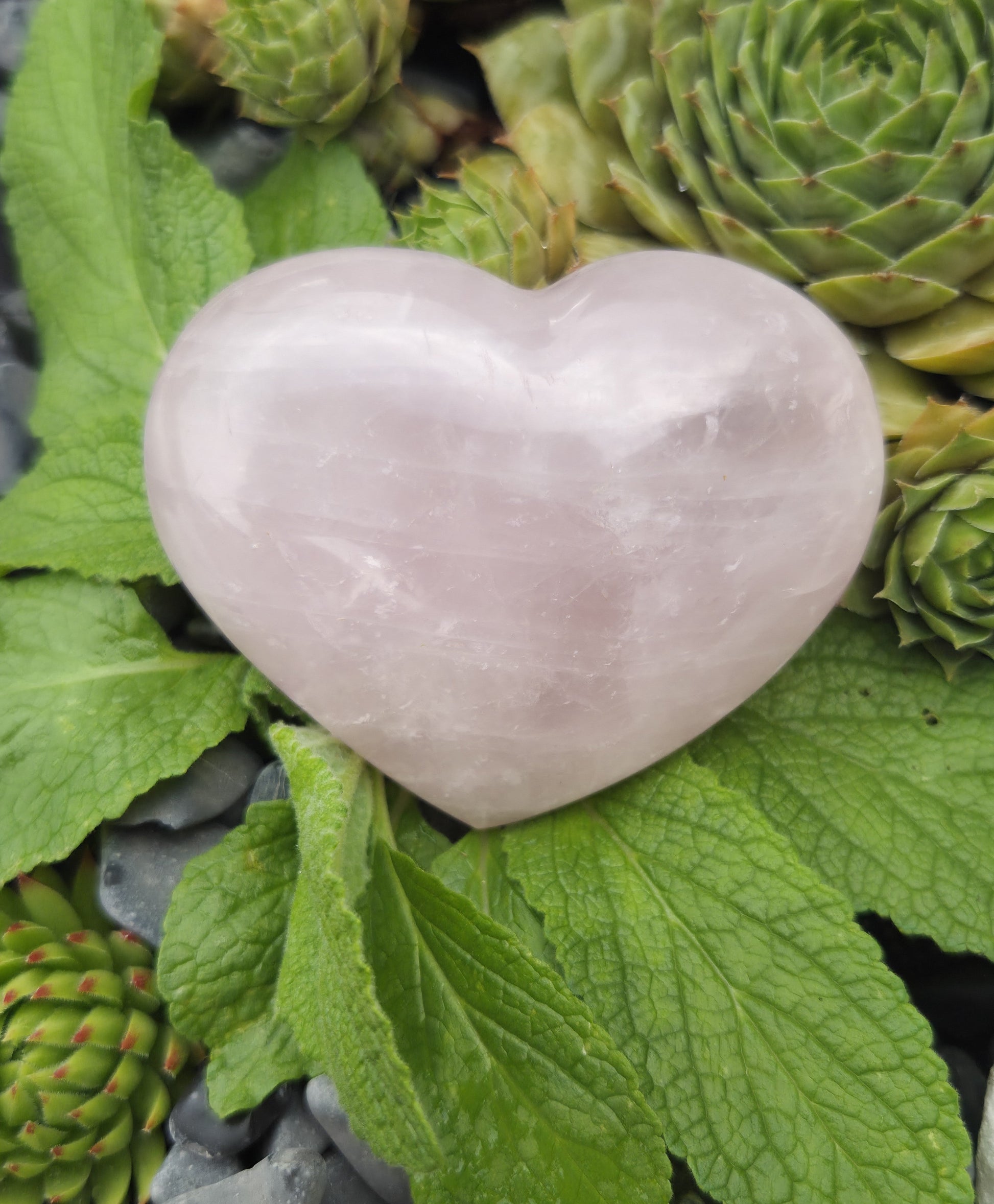 Galet coeur Quartz rose Créa'Clo