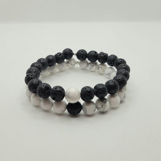 Bracelet DUO Pierre de lave - Howlite Créa'Clo