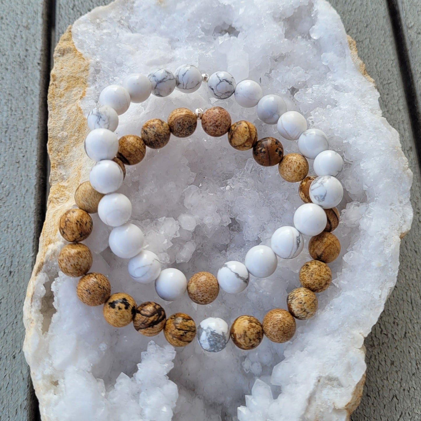 Bracelet DUO Jaspe Paysage - Howlite Créa'Clo