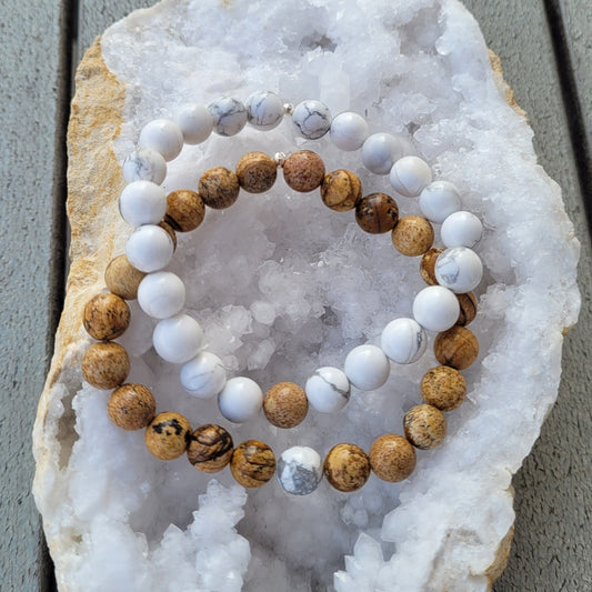 Bracelet DUO Jaspe Paysage - Howlite Créa'Clo