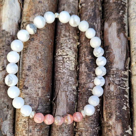 Bracelet Howlite - Rhodocrosite Créa'Clo