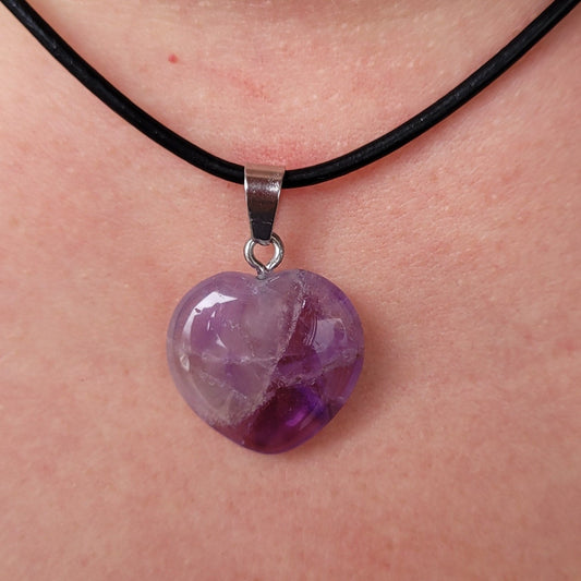Collier Améthyste - pendentif coeur CréaClo