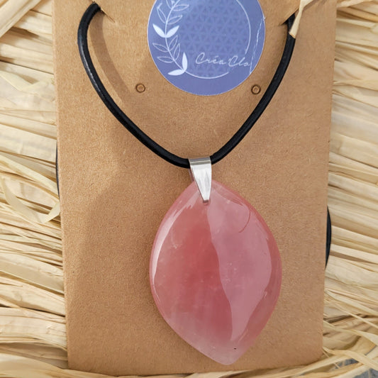 Collier Quartz rose - forme goutte Créa'Clo