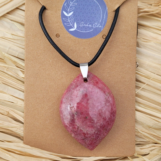 Collier Rhodonite - forme goutte Créa'Clo