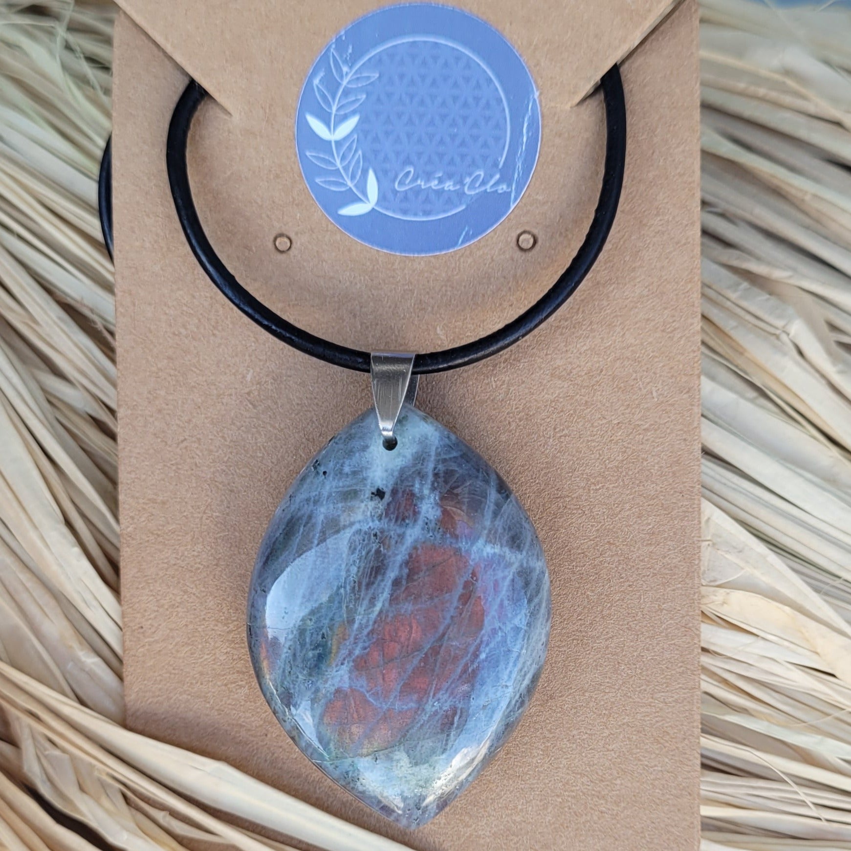 Collier Labradorite violette - forme goutte Créa'Clo