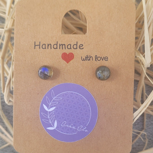 Boucles d'oreilles en argent avec pierre Labradorite Créa'Clo