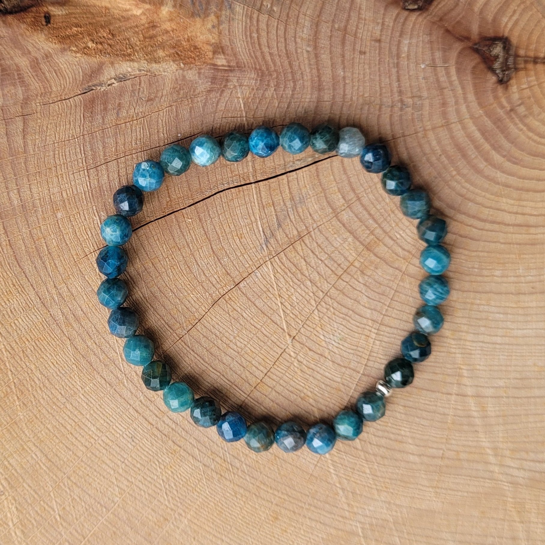 Bracelet Apatite bleue - Pierres facettées Créa'Clo