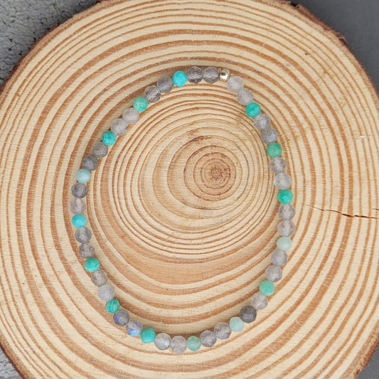 Bracelet Labradorite Amazonite - Pierres facettées Créa'Clo