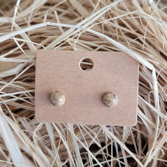Boucles d'oreilles en argent avec pierre Jaspe paysage Créa'Clo