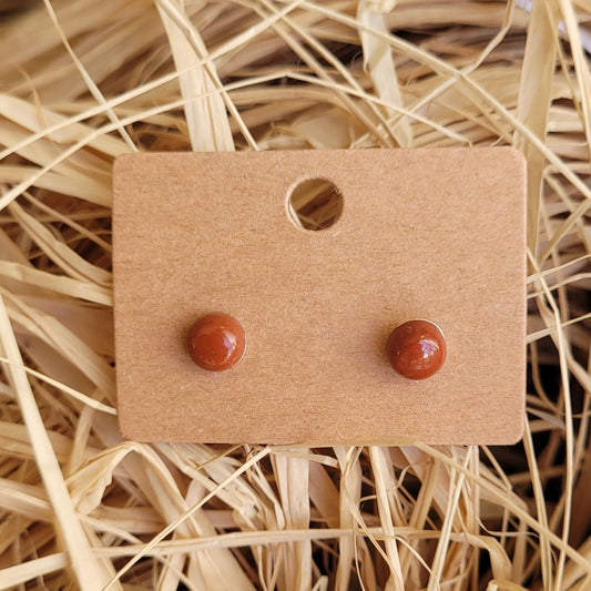 Boucles d'oreilles en argent avec pierre Jaspe rouge Créa'Clo