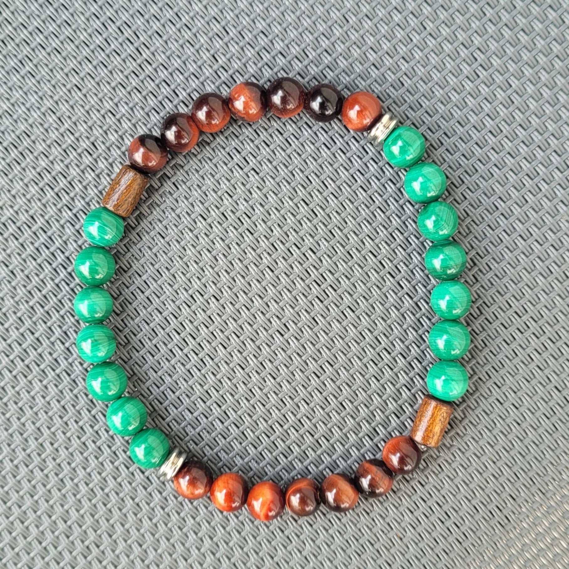 Bracelet Oeil de taureau - Malachite avec intercalaire Créa'Clo