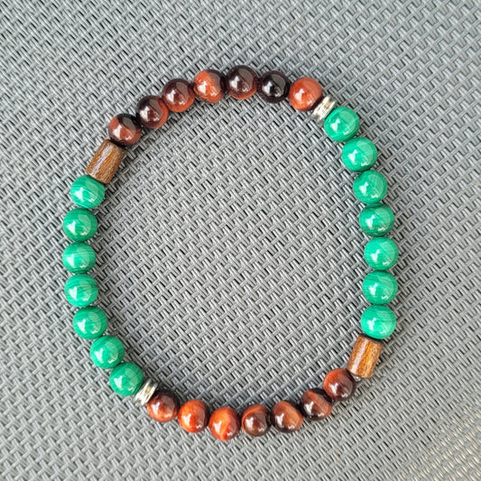 Bracelet Oeil de taureau - Malachite avec intercalaire Créa'Clo
