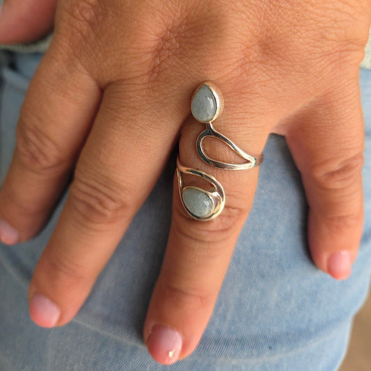 Bague en argent - Aigue marine Créa'Clo