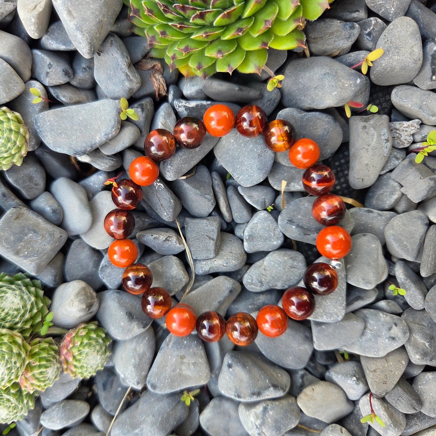 Bracelet Oeil de taureau - Jaspe rouge Créa'Clo