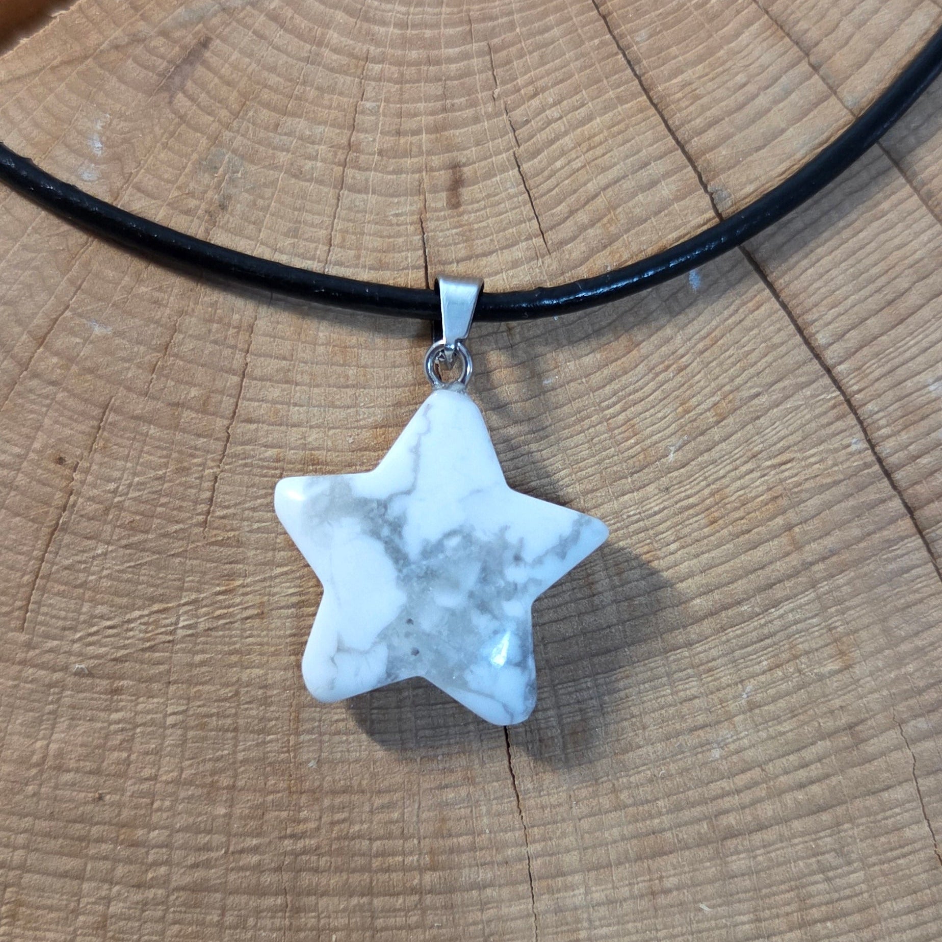 Collier pendentif Howlite - Etoile Créa'Clo