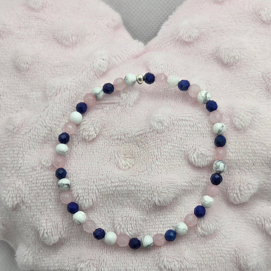 Bracelet facetté Lapis-Lazuli Howlite Quartz rose Créa'Clo