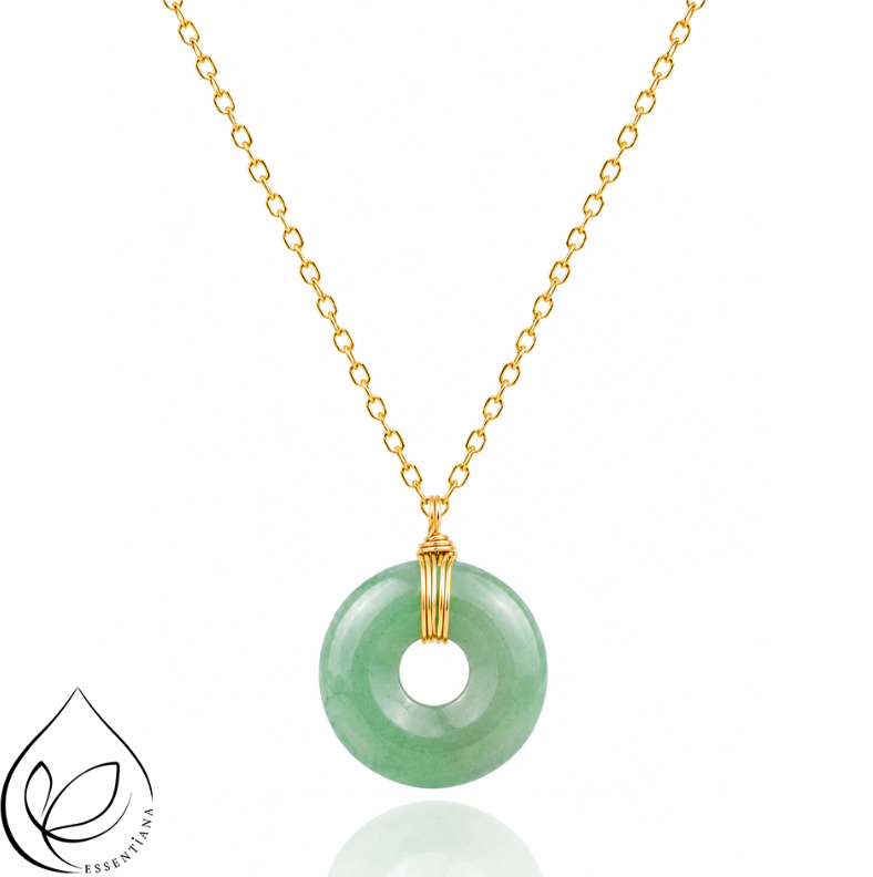 Collier pendentif Aventurine verte - Marque Essentiana - Donut CréaClo