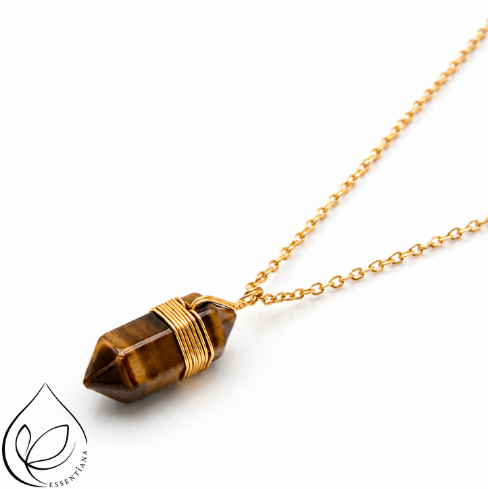 Collier pendentif Oeil de tigre - Marque Essentiana CréaClo