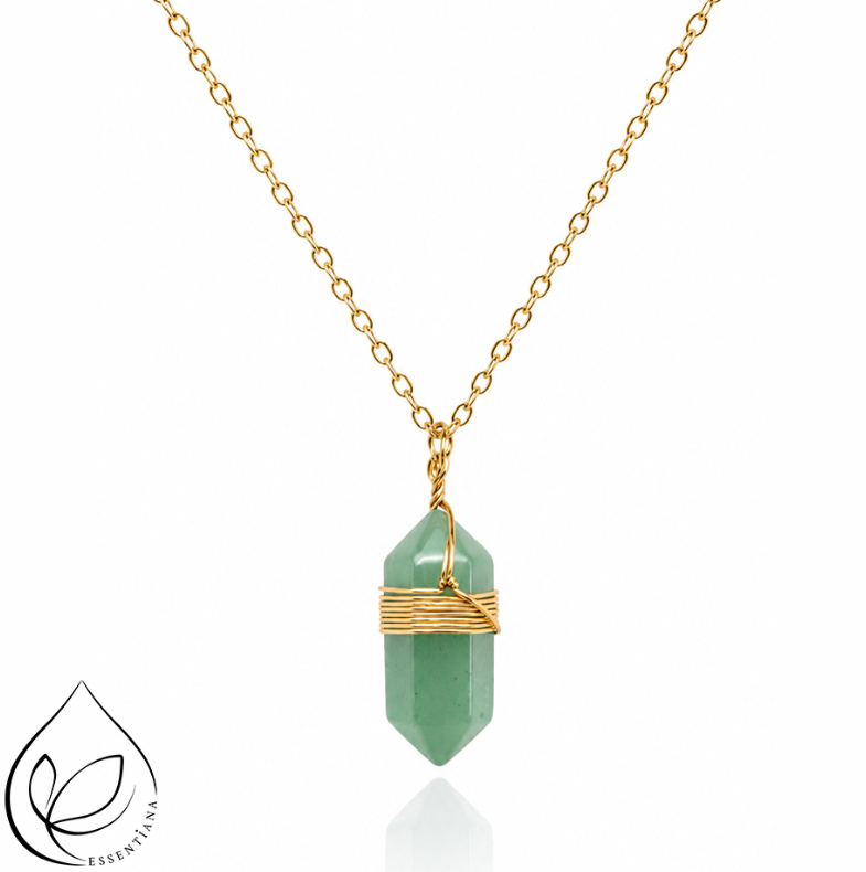 Collier pendentif Aventurine verte - Marque Essentiana CréaClo